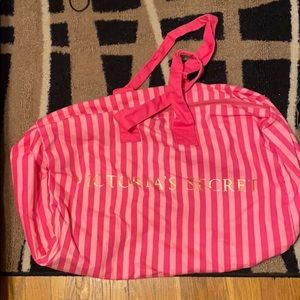 VS // Pink Striped Duffel Bag